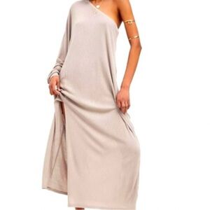 Free People One Sleeve Beige Women's Dress